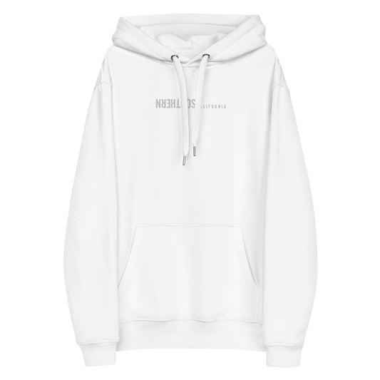 white hoodie eco with text Southern California